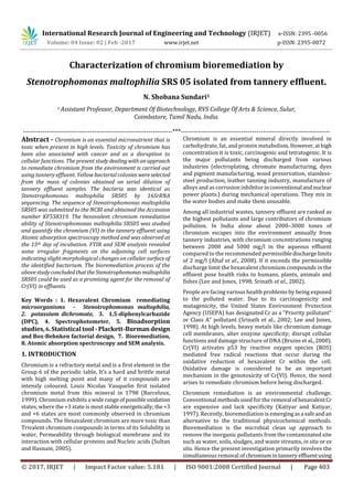 Characterization of chromium bioremediation by Stenotrophomonas ...