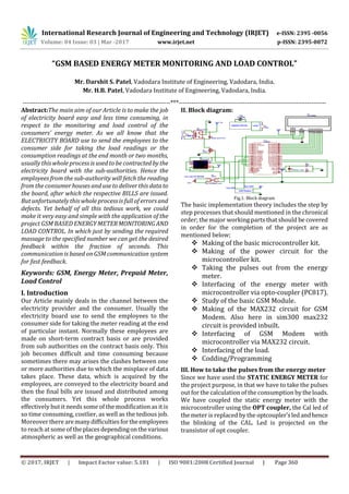 Gsm Based Energy Meter Monitoring and Load Control | PDF