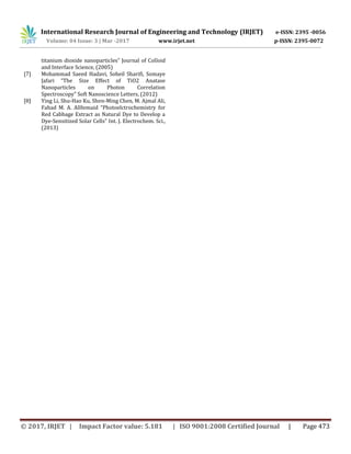 Green Synthesis of TiO2 Nanoparticle Using Moringa Oleifera Leaf ...
