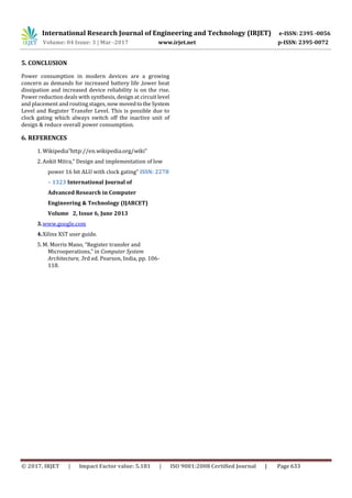Design & implementation of 16 bit low power ALU with clock gating | PDF