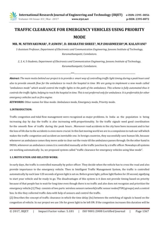 Traffic Clearance for Emergency Vehicles Using Priority Mode | PDF