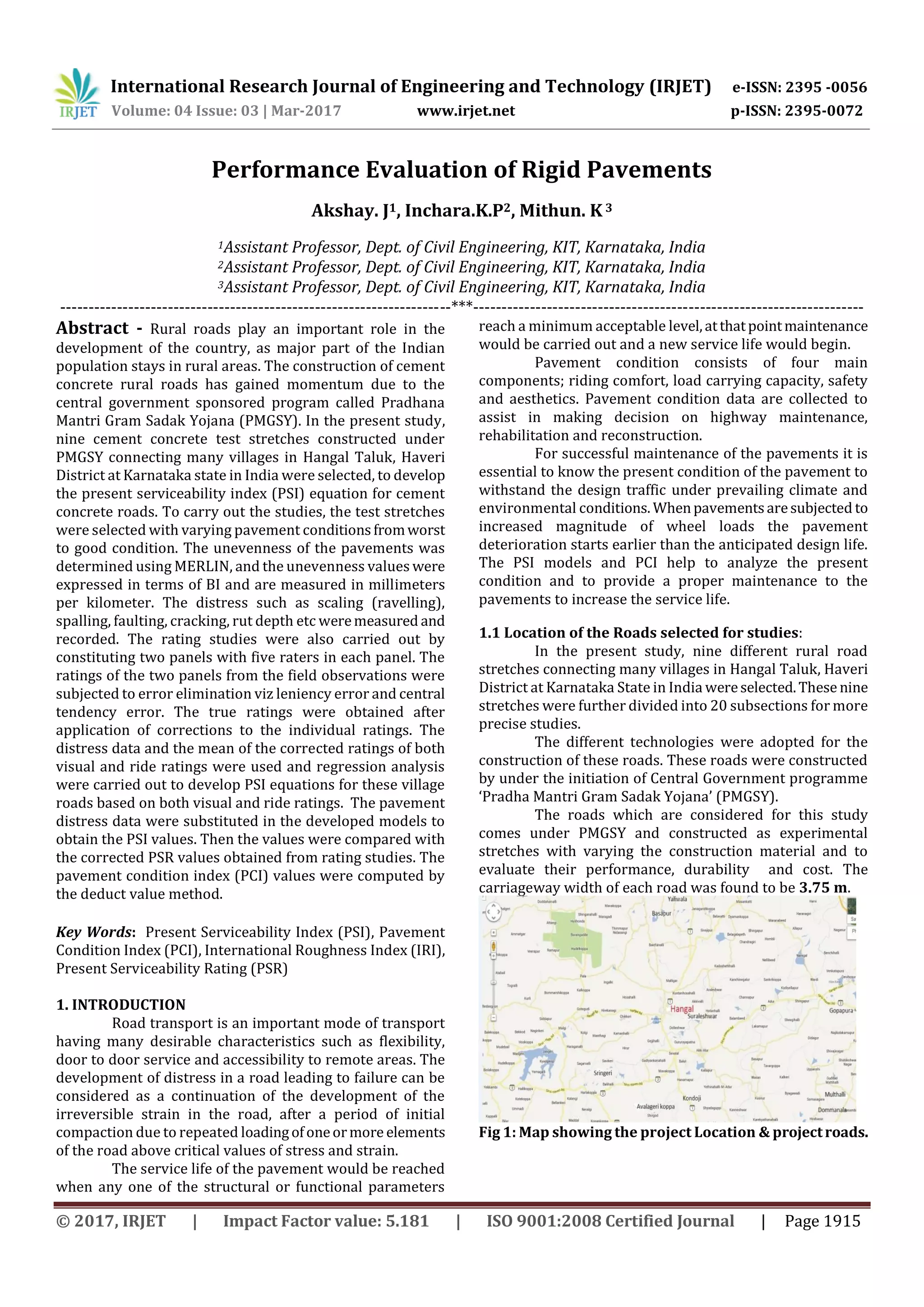 Performance Evaluation of Rigid Pavements | PDF