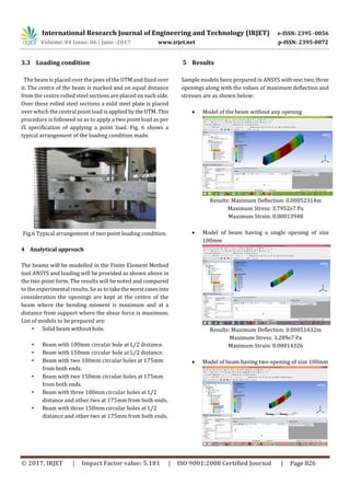 Experimental Investigation of Reinforced Concrete Beam with Opening for ...
