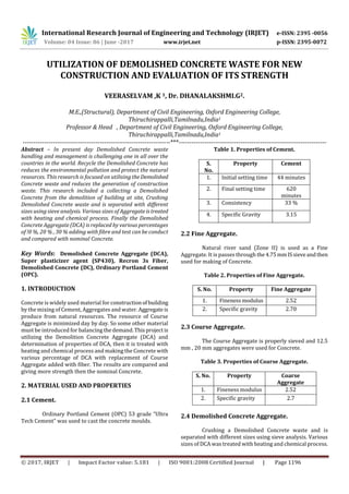 Utilization of Demolished Concrete Waste for New Construction and ...