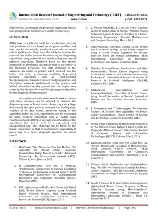 Performance Evaluation using Supervised Learning Algorithms for Breast ...