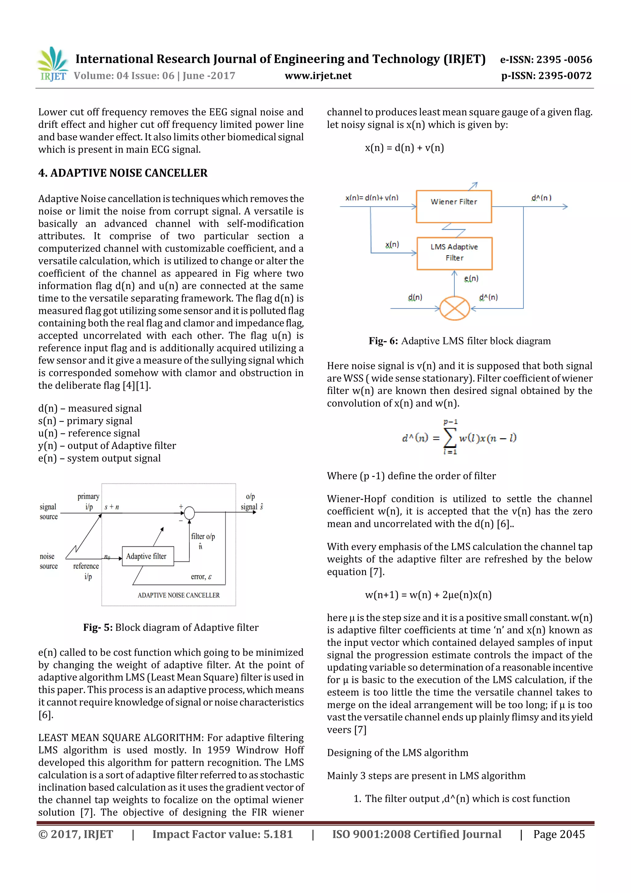 ECG Signal Denoising using Digital Filter and Adaptive Filter PDF