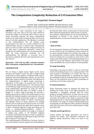 The Computation Complexity Reduction of 2-D Gaussian Filter | PDF