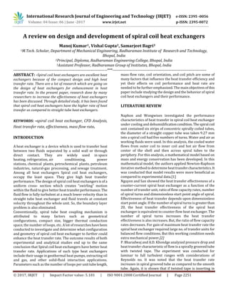 A Review on Design and Development of Spiral Coil Heat Exchangers | PDF