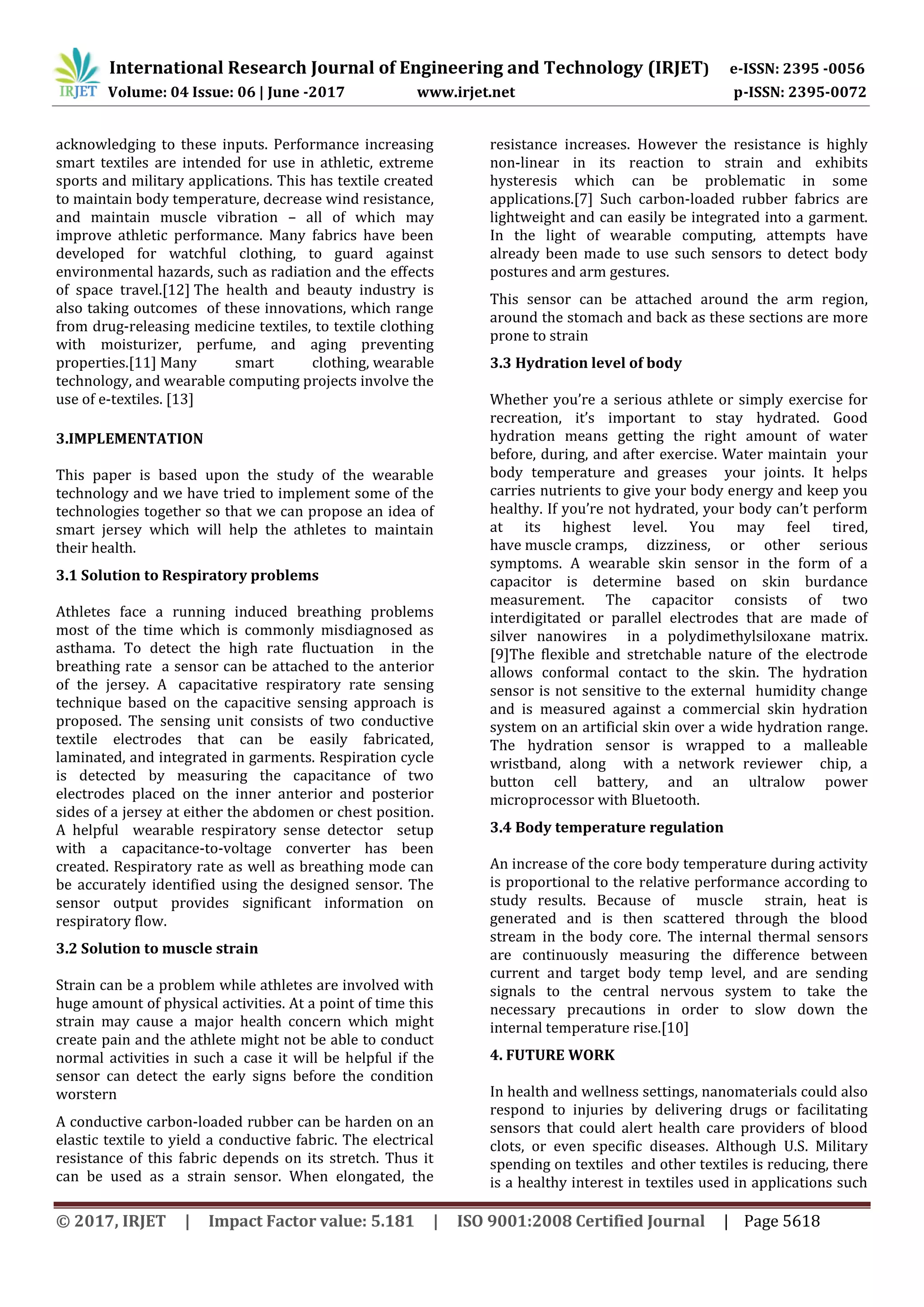 Study of Smart Textile in Sports and Designing a Smart Jersey for ...
