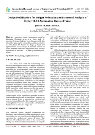 Design Modification for Weight Reduction and Structural Analysis of