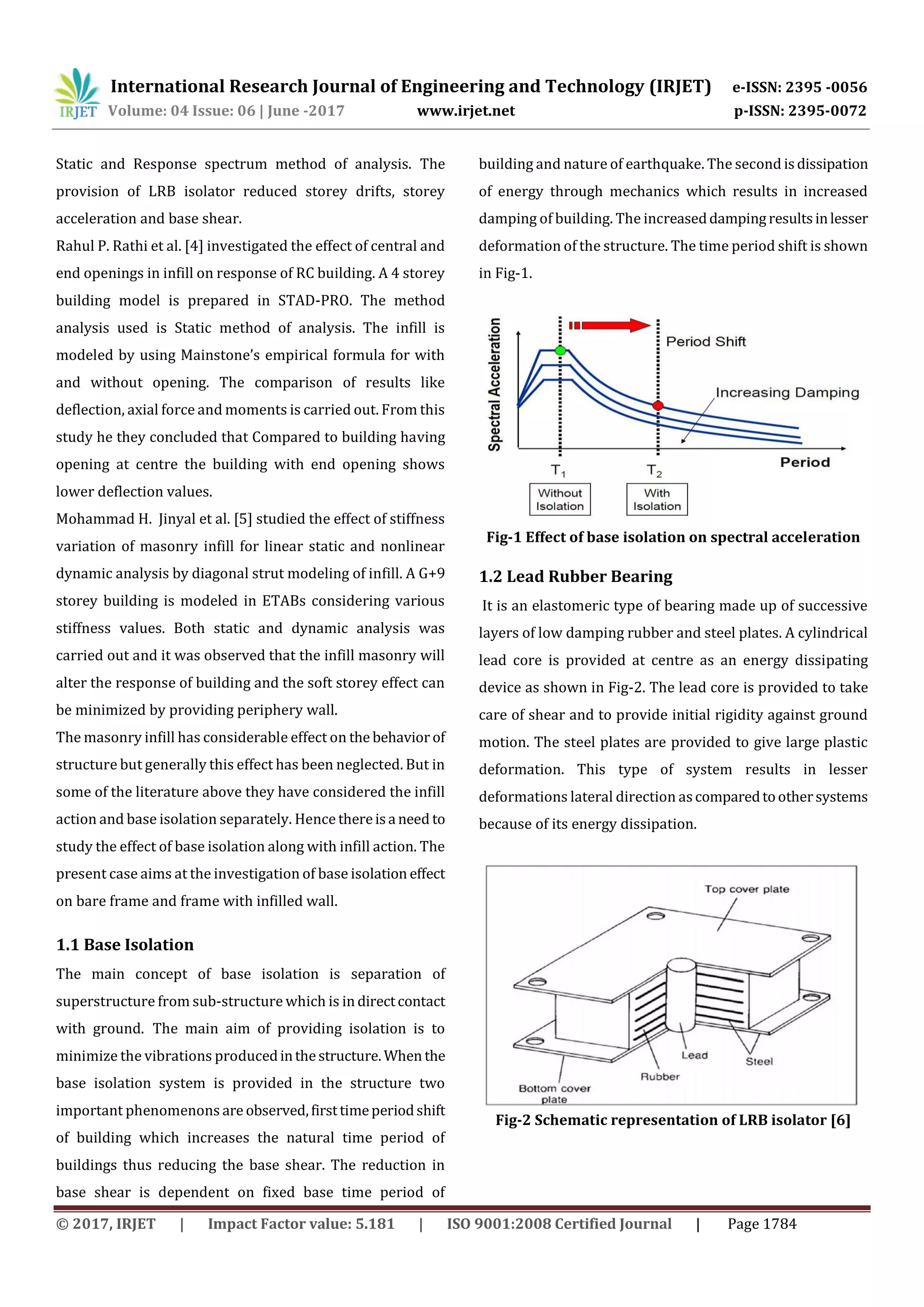 Seismic Base Isolation of RC Frame Structures with and Without Infill | PDF