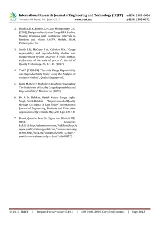 Quality Improvement Using Gr&R : A Case Study | PDF