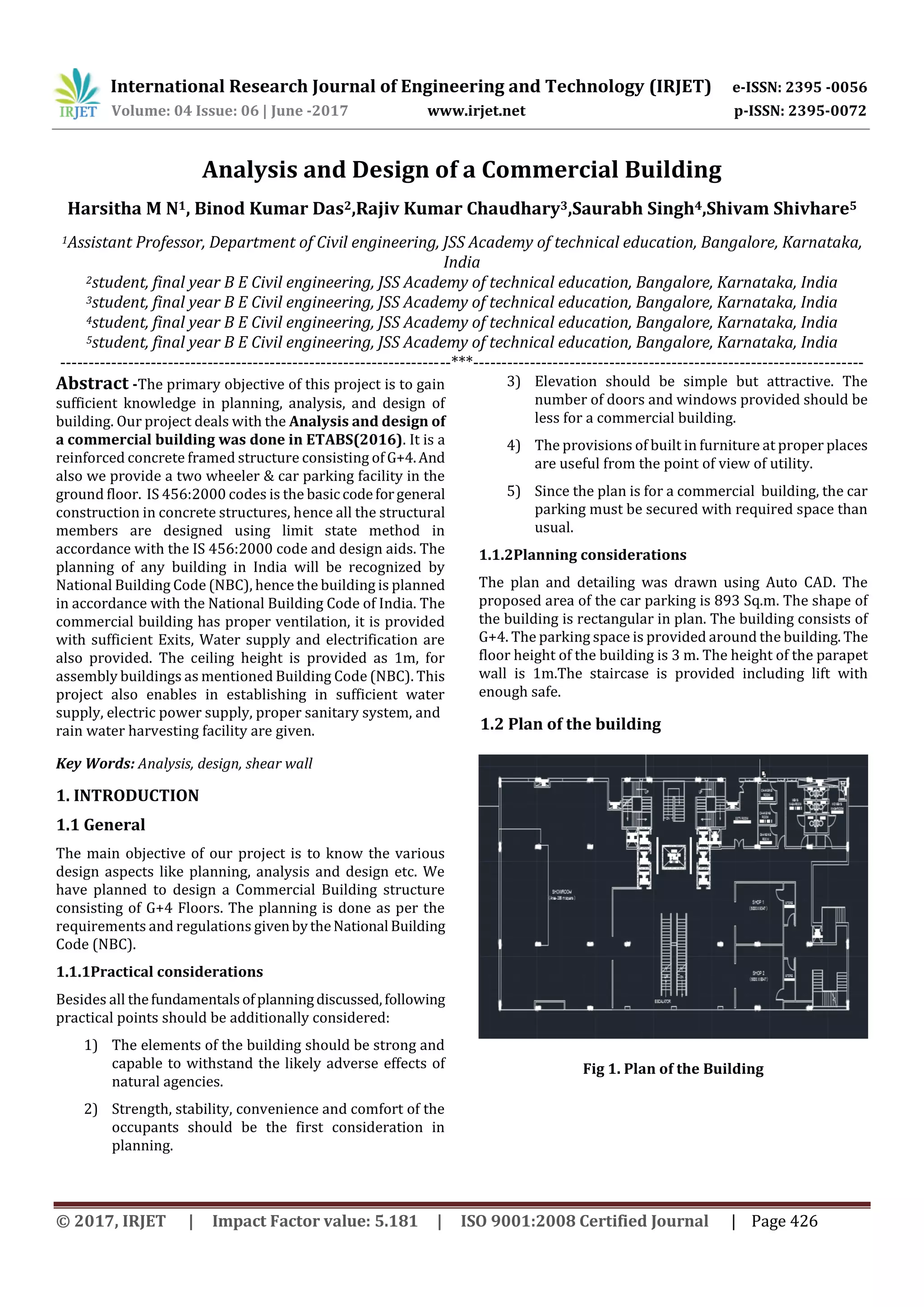 Analysis and Design of a Commercial Building | PDF