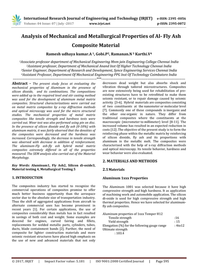 Analysis of Mechanical and Metallurgical Properties of Al- Fly Ash ...