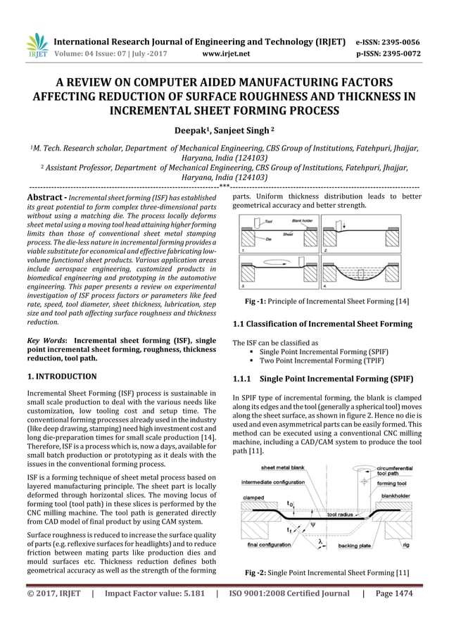 A Review on Computer Aided Manufacturing Factors Affecting Reduction of Surface Roughness and