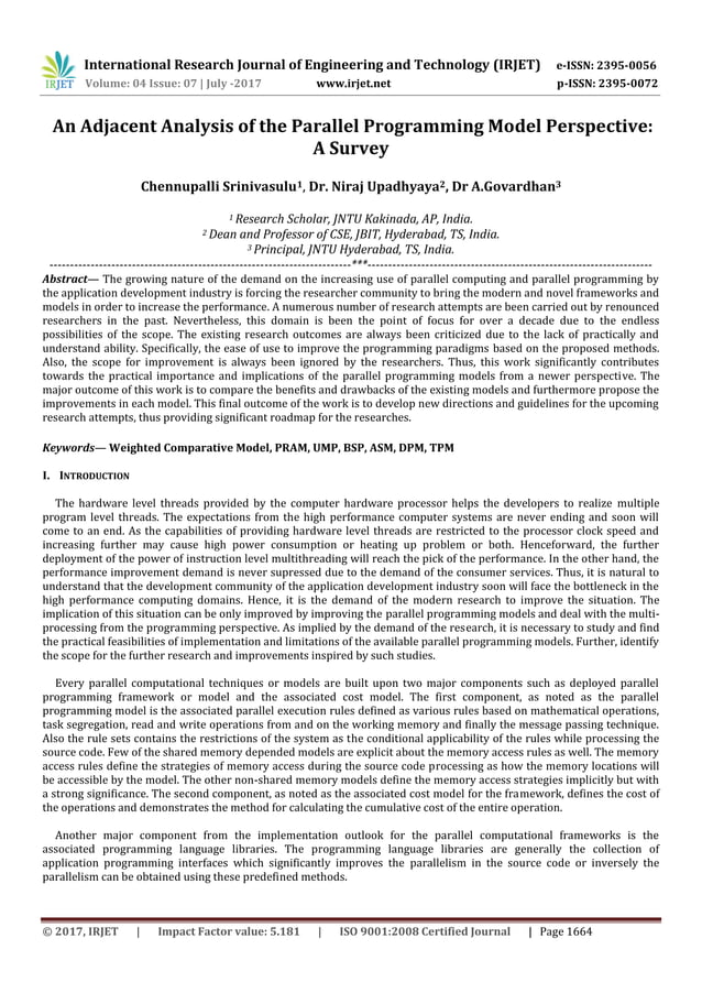 An Adjacent Analysis of the Parallel Programming Model Perspective: A ...