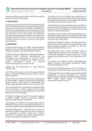 Isolation, Optimization, Production and Purification of Alpha Amylase ...