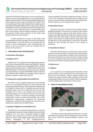 IOT based Patient Health Monitoring System using Raspberry pi 3 | PDF