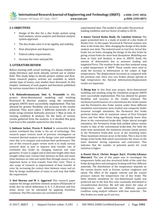 Design and Thermal Analysis of Disc Brake for Minimizing Temperature | PDF