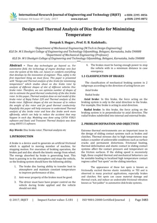 Design and Thermal Analysis of Disc Brake for Minimizing Temperature | PDF