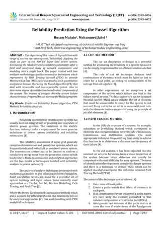 Reliability Prediction using the Fussel Algorithm | PDF