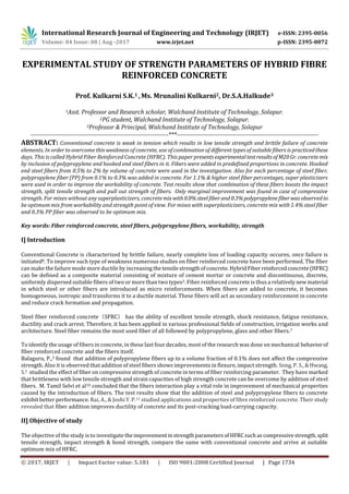 Experimental Study of Strength Parameters of Hybrid Fibre Reinforced ...