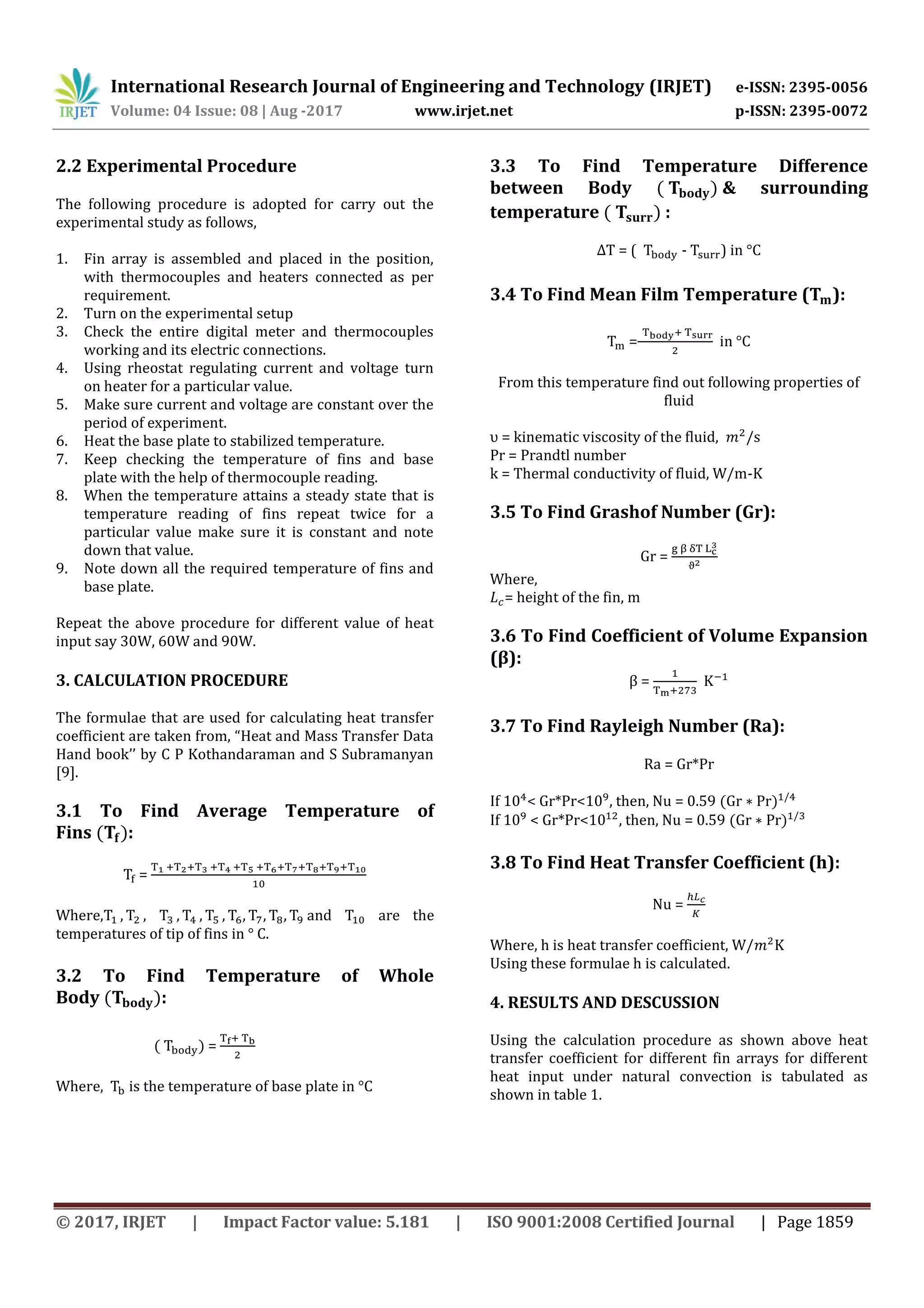 Experimental Investigation of Natural Convection Heat Transfer ...
