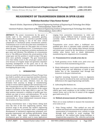 Measurment of Transmission Error in Spur Gears | PDF