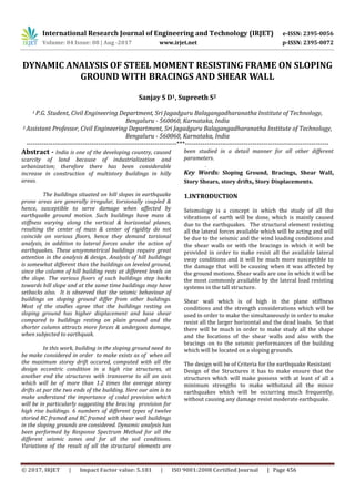 Dynamic Analysis of Steel Moment Resisting Frame on Sloping Ground with ...