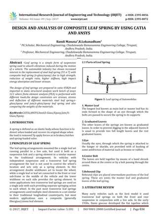 Design and Analysis of Composite Leaf Spring by using CATIA and ANSYS | PDF