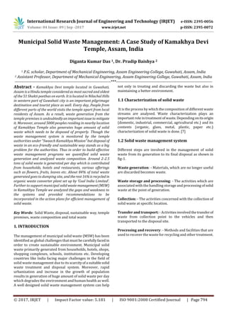 Municipal Solid Waste Management: A Case Study of Kamakhya Devi Temple ...