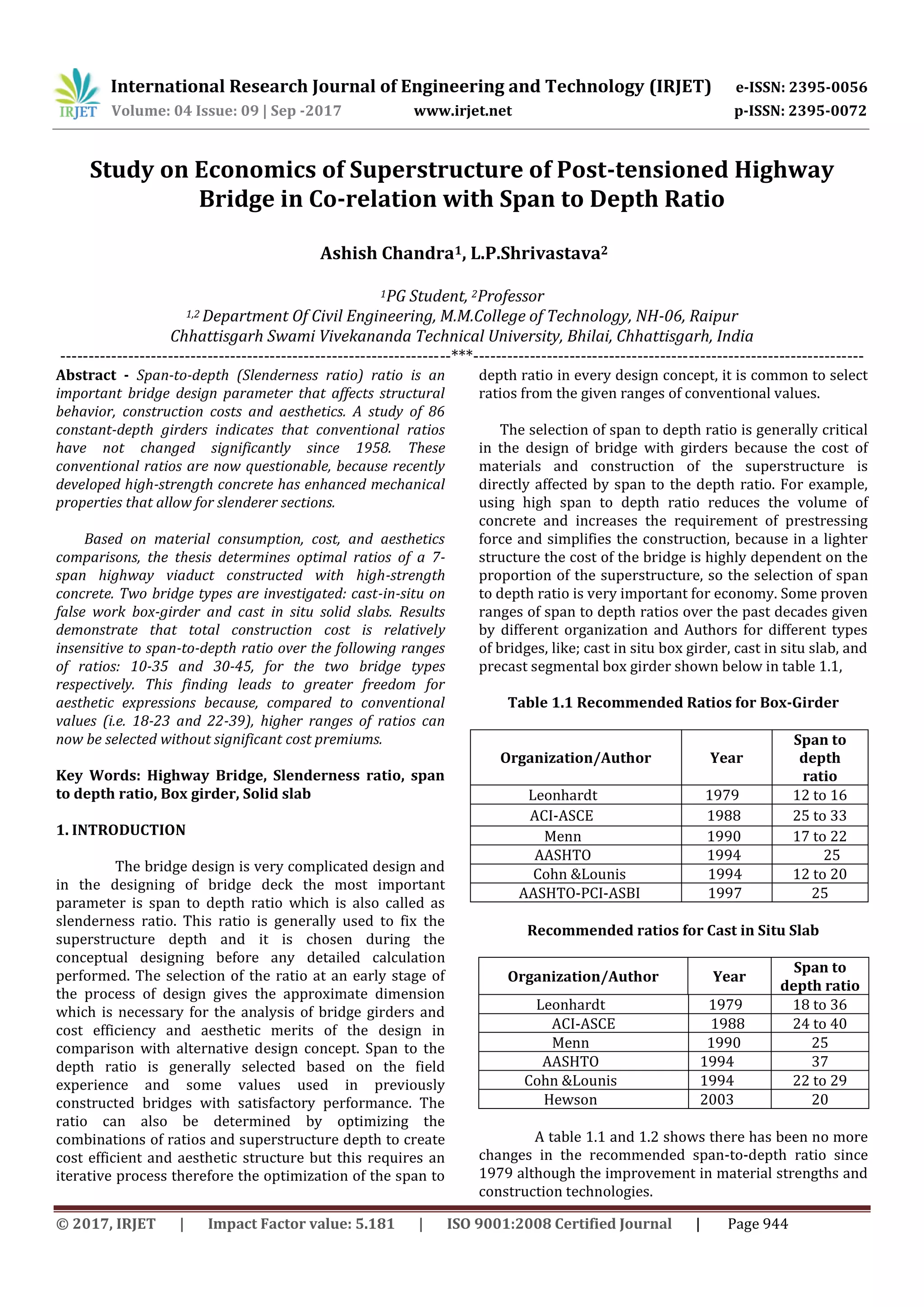 Study on Economics of Superstructure of Posttensioned Highway Bridge in Corelation with Span