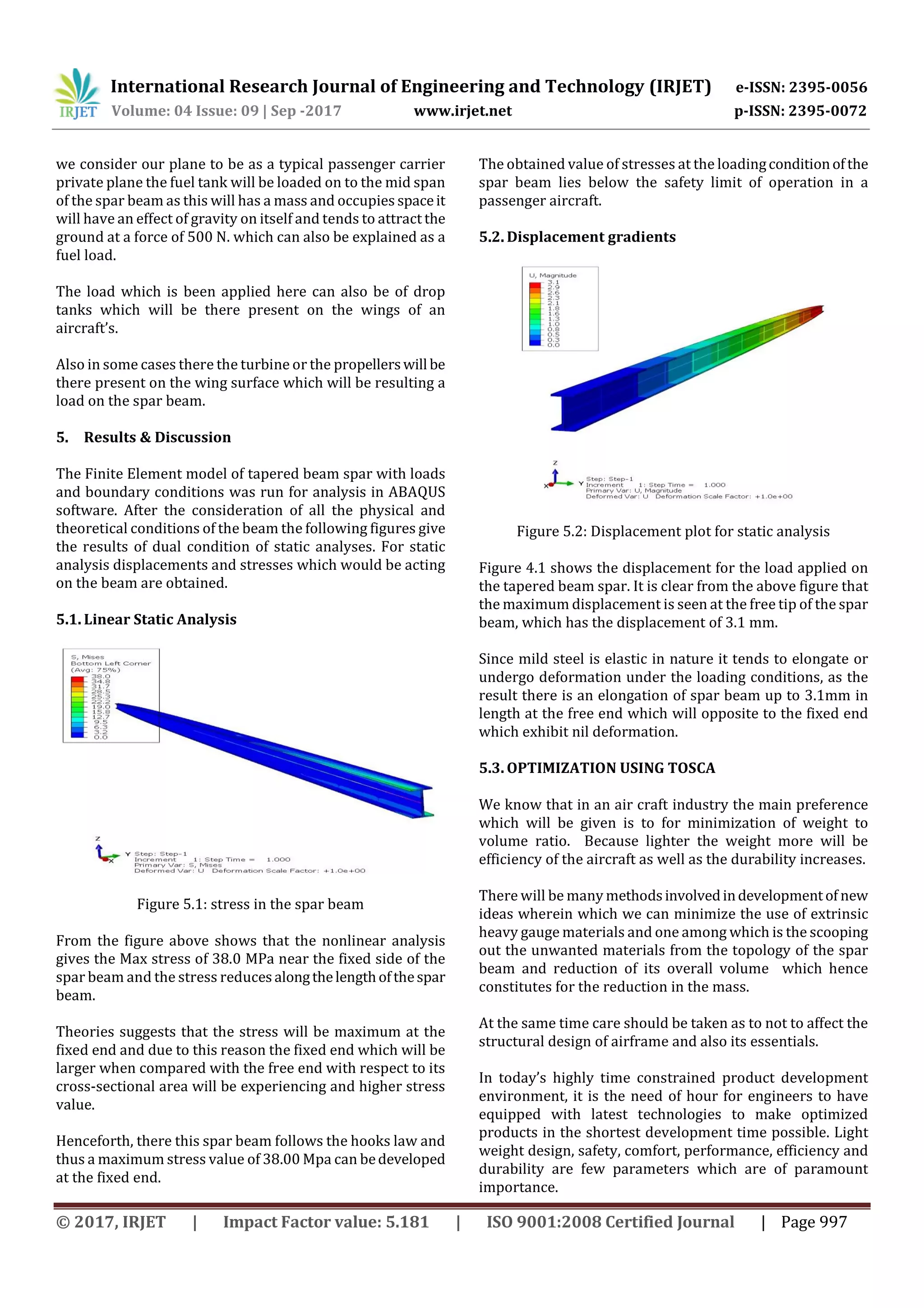Structural Analysis and Optimization for Spar Beam of an Aircraft PDF