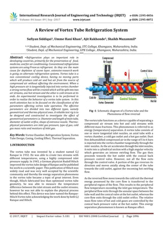 A Review of Vortex Tube Refrigeration System | PDF
