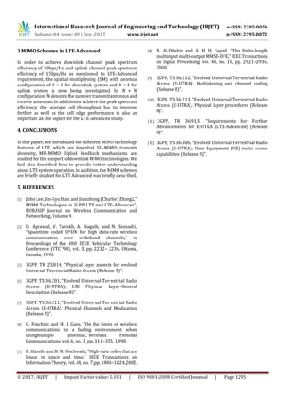 Analysis of MIMO Transmit Diversity and MIMO Spatial Multiplexing ...