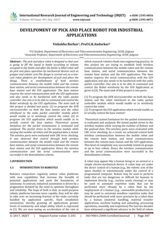 Development of Pick and Place Robot for Industrial Applications | PDF