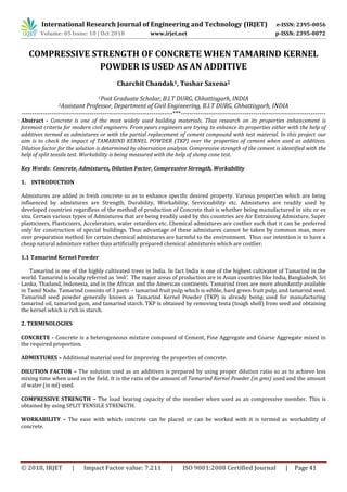 IRJET- Compressive Strength of Concrete when Tamarind Kernel Powder is ...
