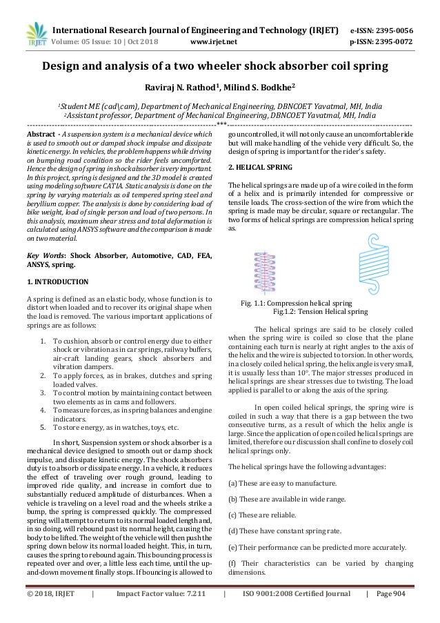 Shock Absorber Design And Analysis For Off Road Race Car Sciencedirect