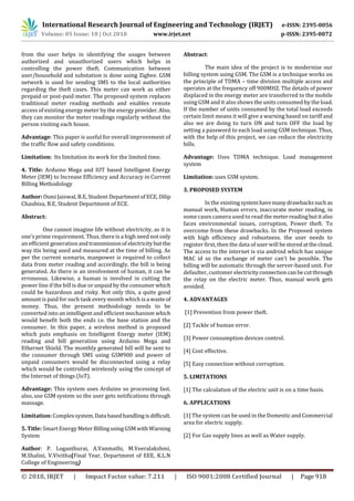 IRJET- IoT based Smart Electricity Meter and Billing System | PDF