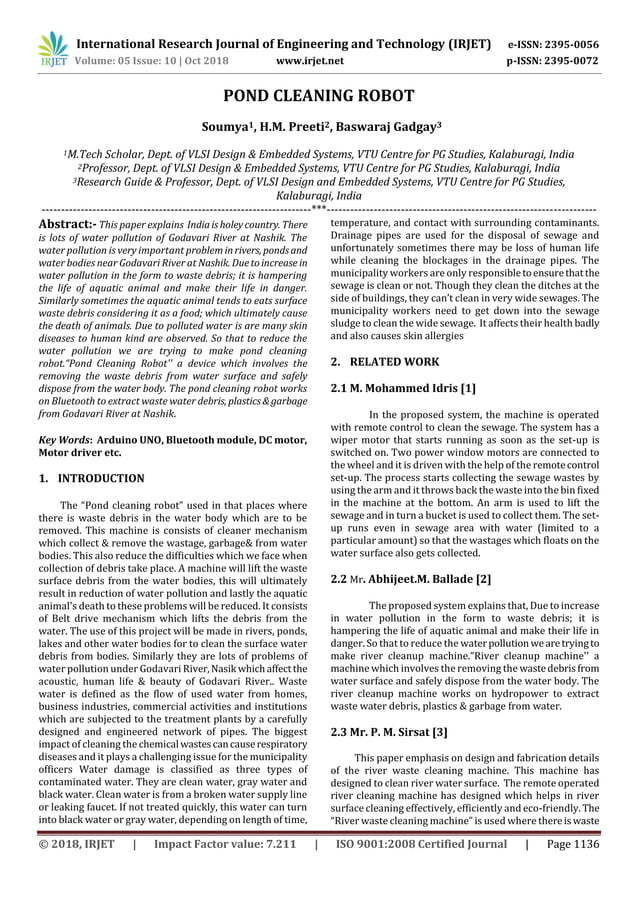 IRJET Pond Cleaning Robot PDF
