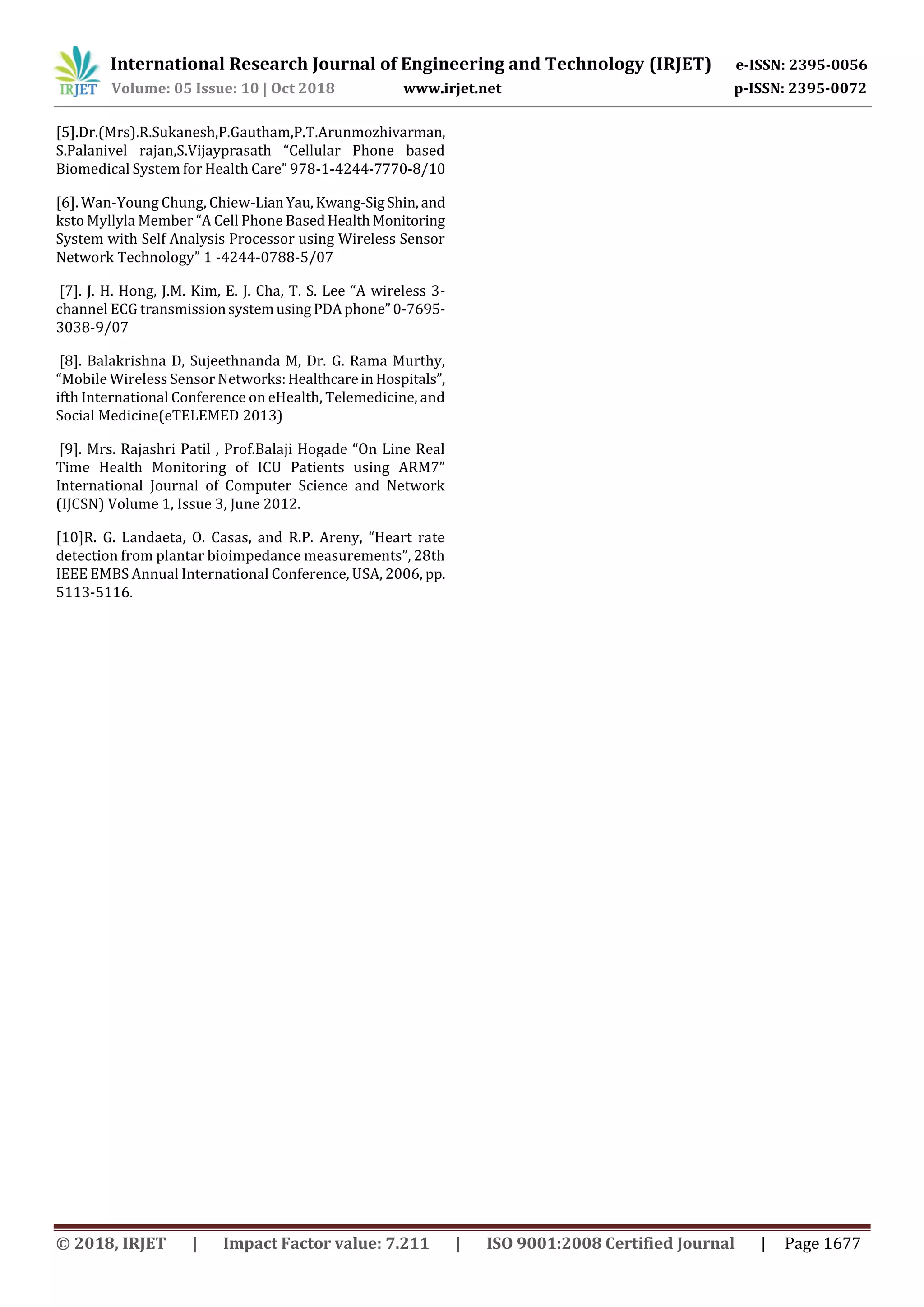 IRJET- Health Monitoring System using Arduino | PDF