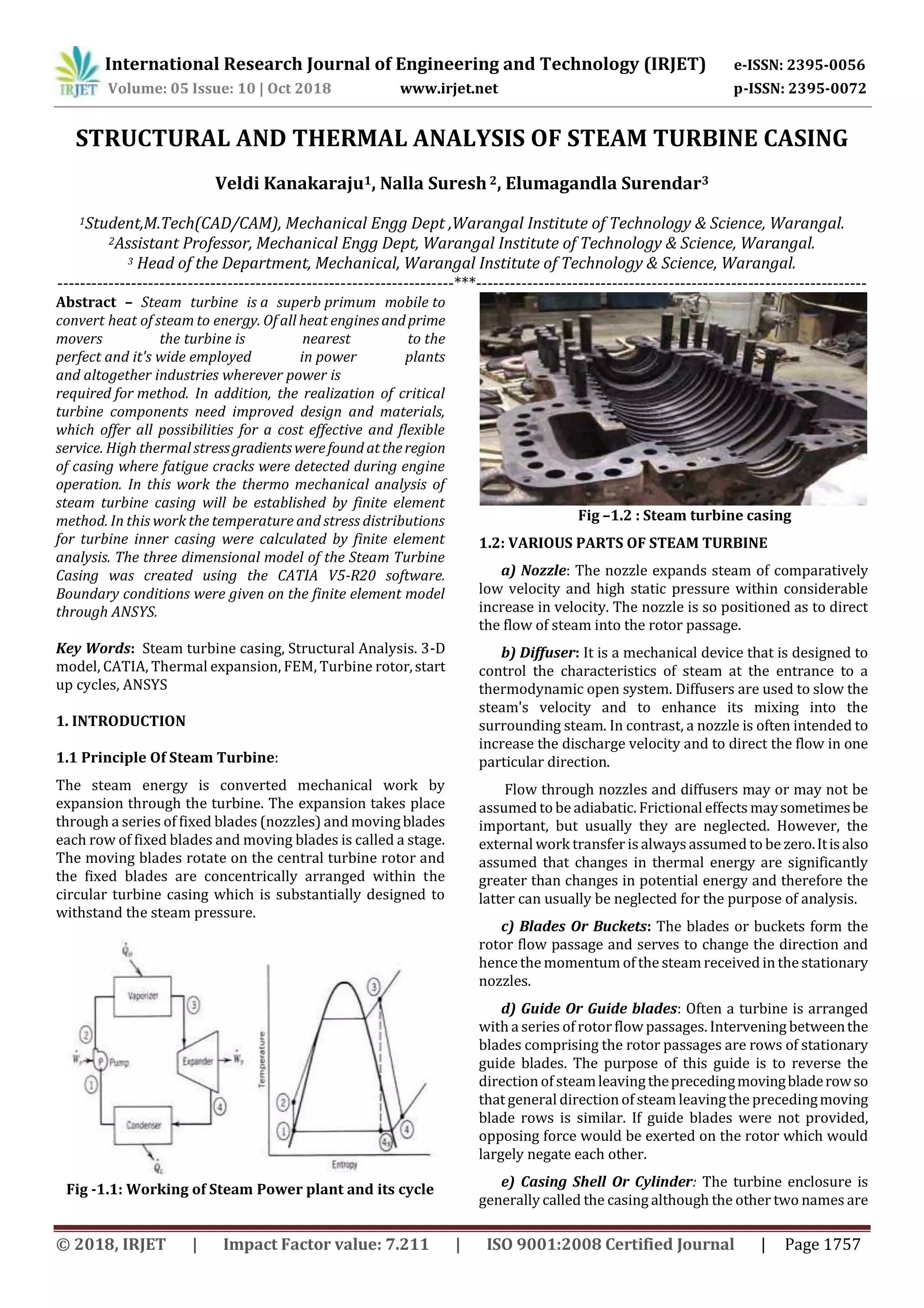 IRJET- Structural and Thermal Analysis of Steam Turbine Casing | PDF