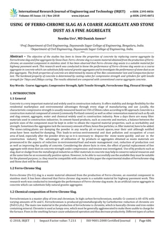 IRJET- Using of Ferro-Chrome Slag as a Coarse Aggregate and Stone Dust ...