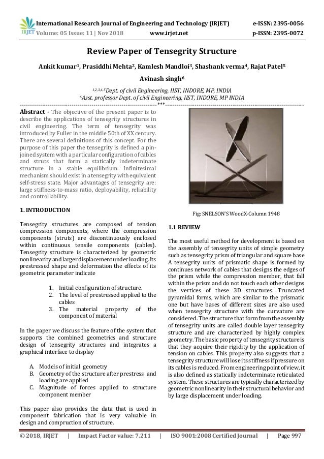 Irjet Review Paper Of Tensegrity Structure