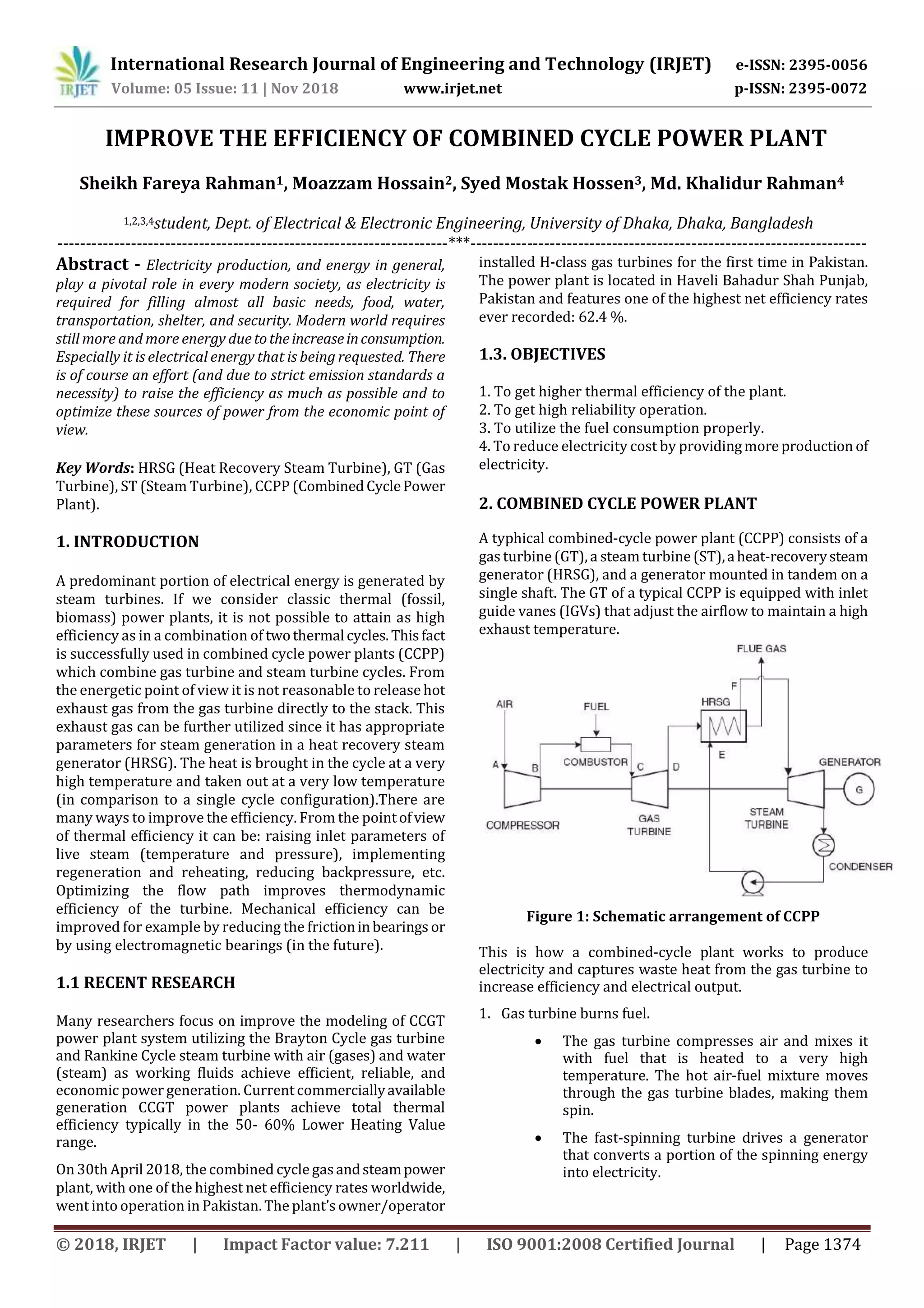 IRJET- Improve the Efficiency of Combined Cycle Power Plant | PDF