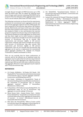 IRJET- Use of Ferrochrome Slag as Aggregate in Concrete- A Review | PDF