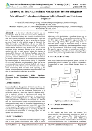 IRJET- A Survey on: Smart Attendance Management System using RFID | PDF