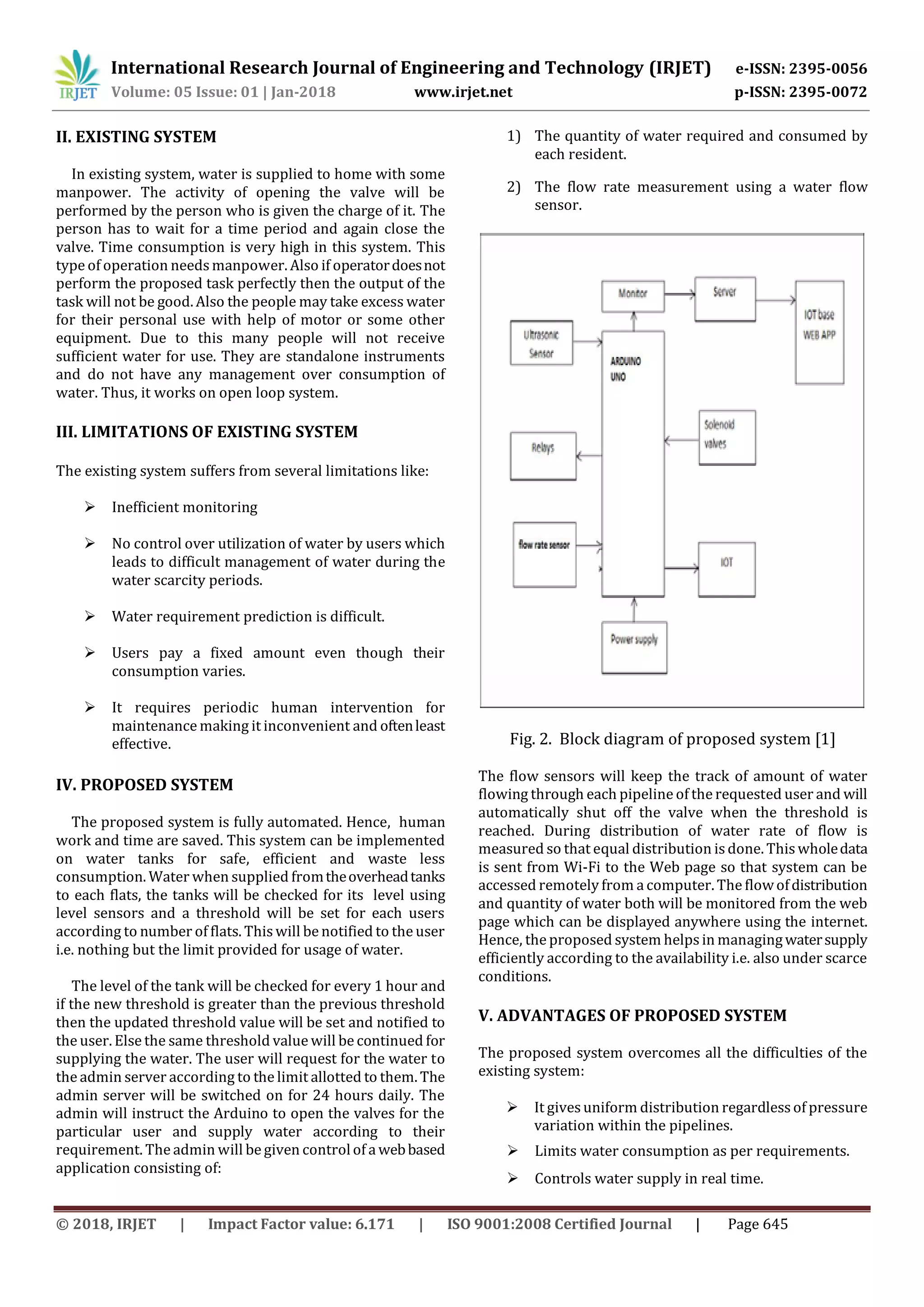 IRJET-Smart and Automatic Water Distribution Control System | PDF ...