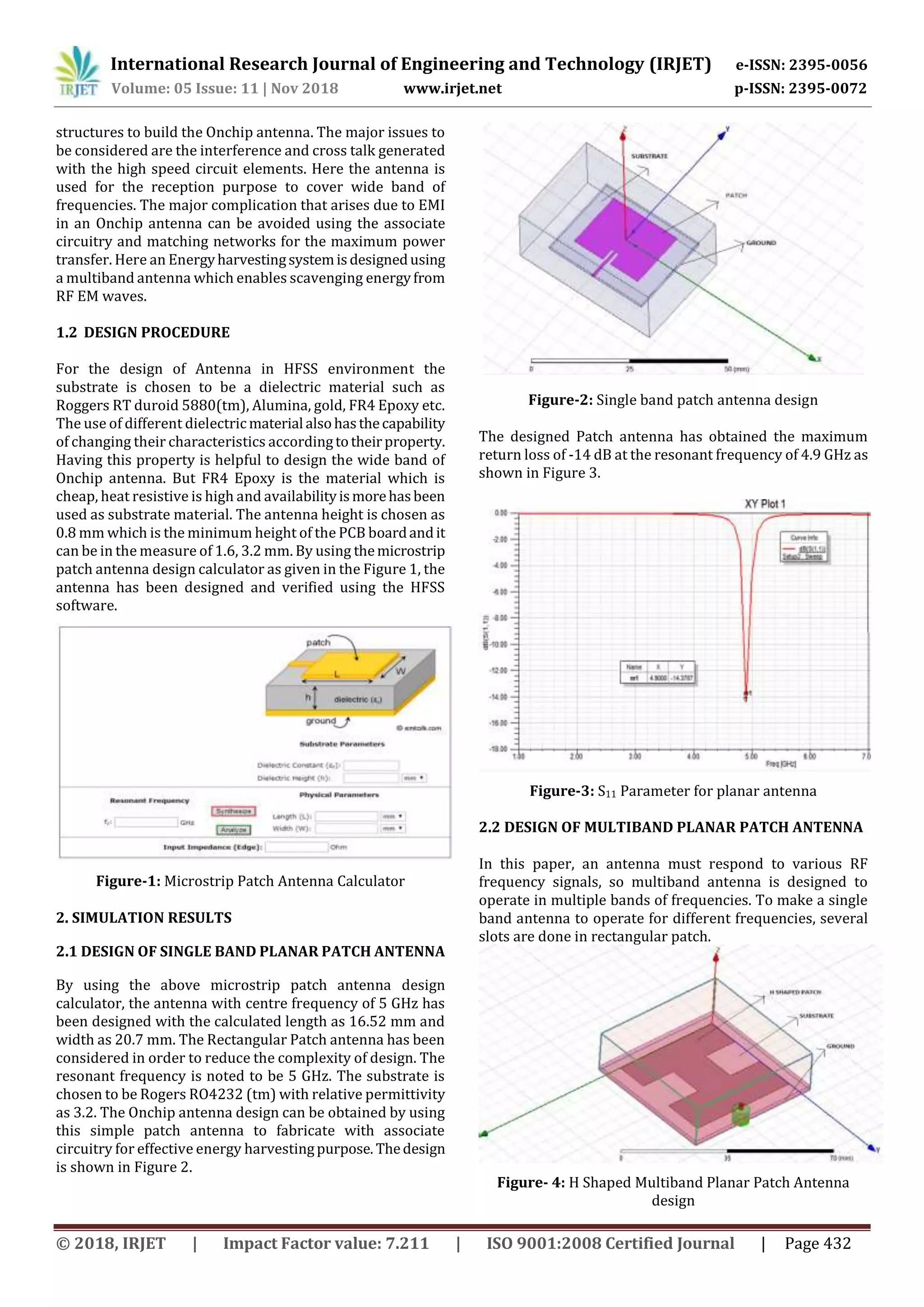 IRJET- Design of Multiband Antenna for RF Energy Harvesting Circuits | PDF