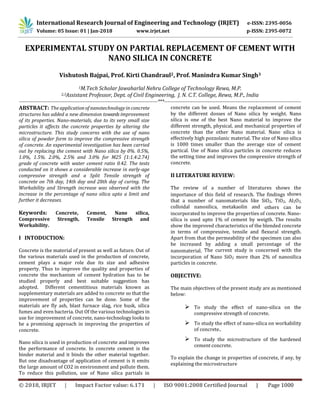Experimental Study on Partial Replacement of Cement with Nano Silica in ...